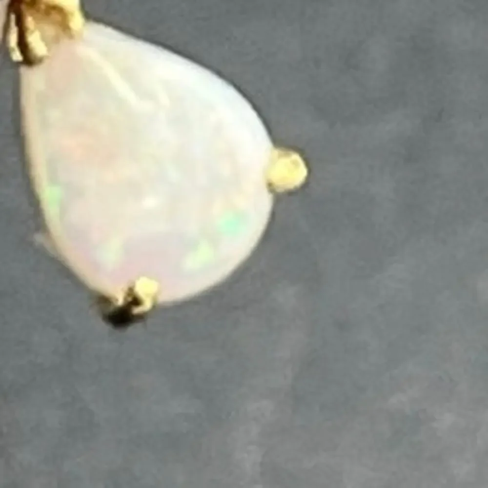 14K Yellow Gold‎ Pear Shape Fire Opal Pendant 7x5mm Natural Stone .60g Vintage